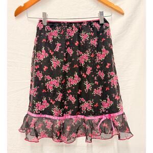 Vintage Speechless Skirt Lined Elastic Waist‎ Floral Y2K Floral Lace Mesh